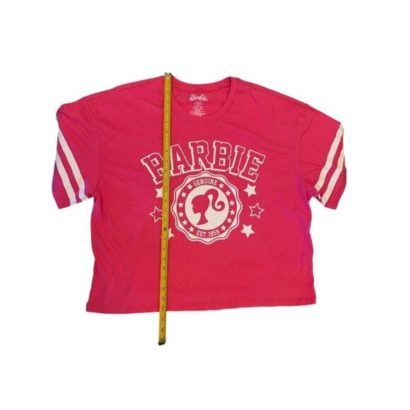 Barbie Pink Pajama Set With Striped Top & Printed Shorts XL 16-18 - Picture 6 of 10